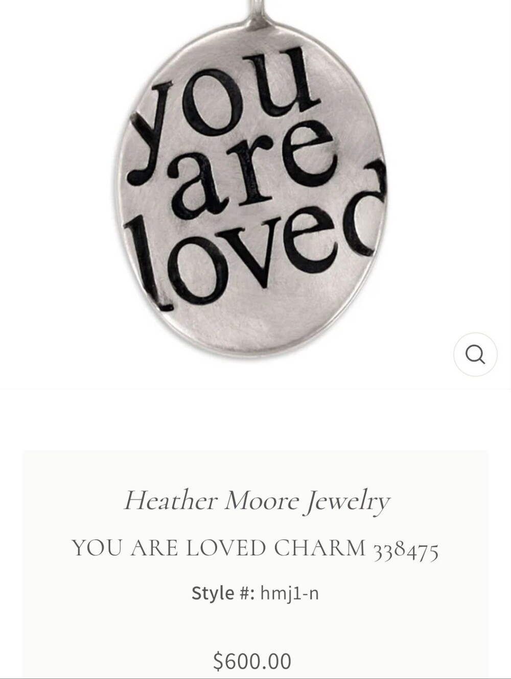 Heather Moore 'You Are Loved' Silver .925 Charm